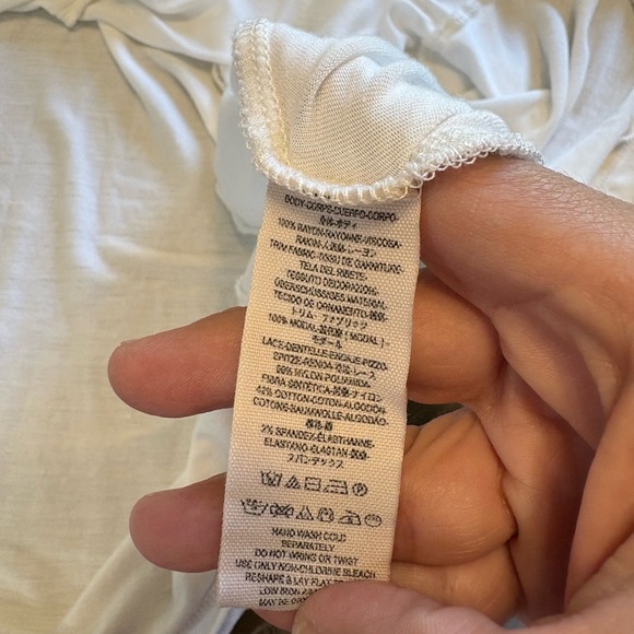 Free People Abigail Tee White Lace Oversized Loose Fit Top Lattice Boho Prarie - Picture 7 of 8